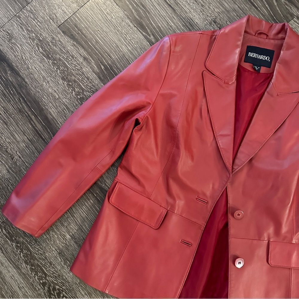 Bernardo Red Leather Jacket - Picture 2 of 11